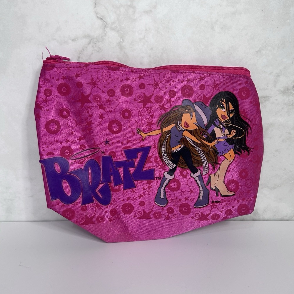 Vintage Bratz Y2K Mini Pencil Makeup Case Bag Zip‎ Up Pink Cute